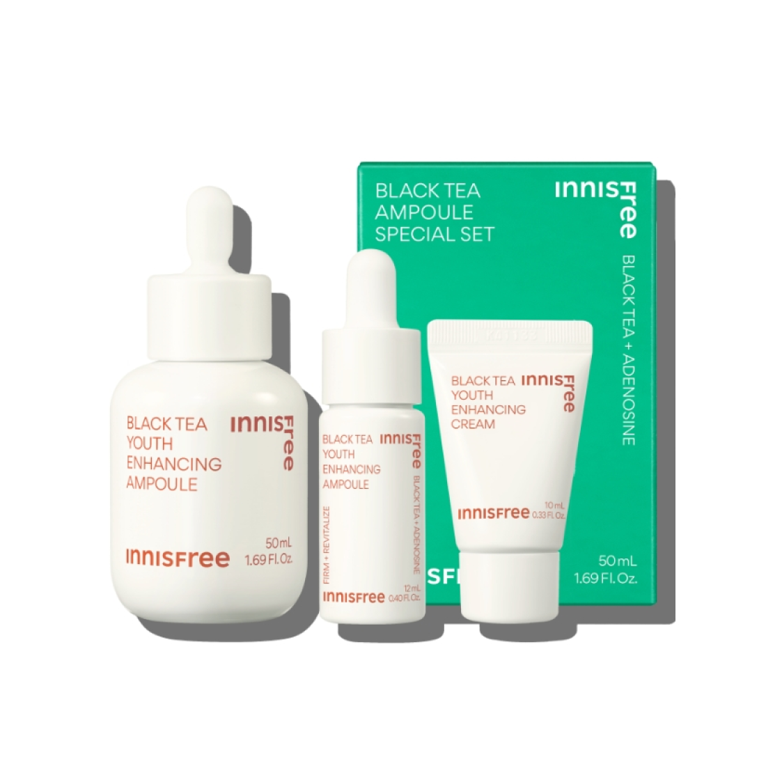 (Renewal) Innisfree Black Tea Ampoule Special Set (Ampoule 50ml+12ml, Cream 10ml) - DODOSKIN
